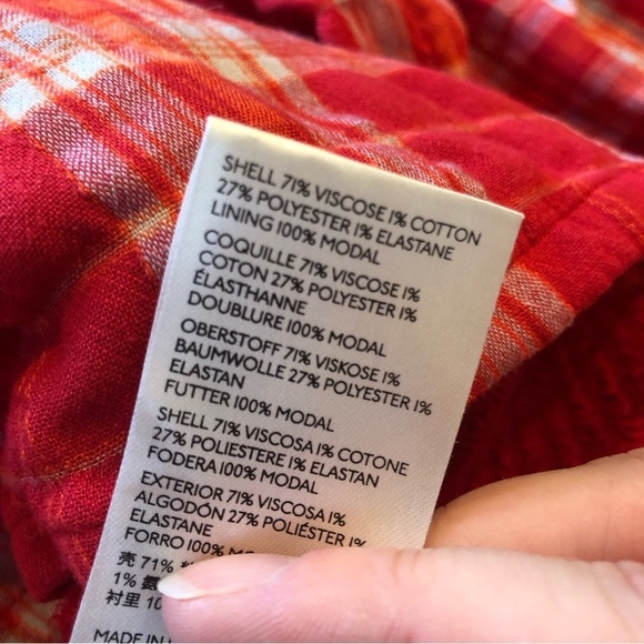 Free People Cherry Bomb Red Plaid Top Size Small - Picture 7 of 11